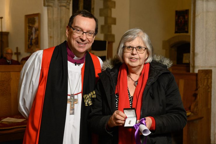 Cathy Woodman and Bishop Philip