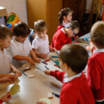 Children doing Advent crafts.