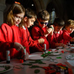 Children doing Advent crafts.
