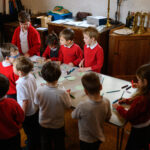Children doing Advent crafts.