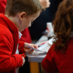 Children doing Advent crafts.