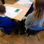 Children sat at a desk