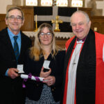 Bishop David with a recipient of the Cross of St Piran.