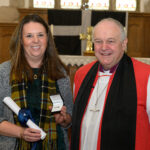 Bishop David with a recipient of the Cross of St Piran.