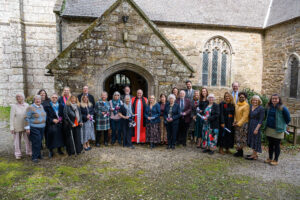 Bishop David with all the recipients of the Cross of St Piran.