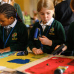 Children lino painting.